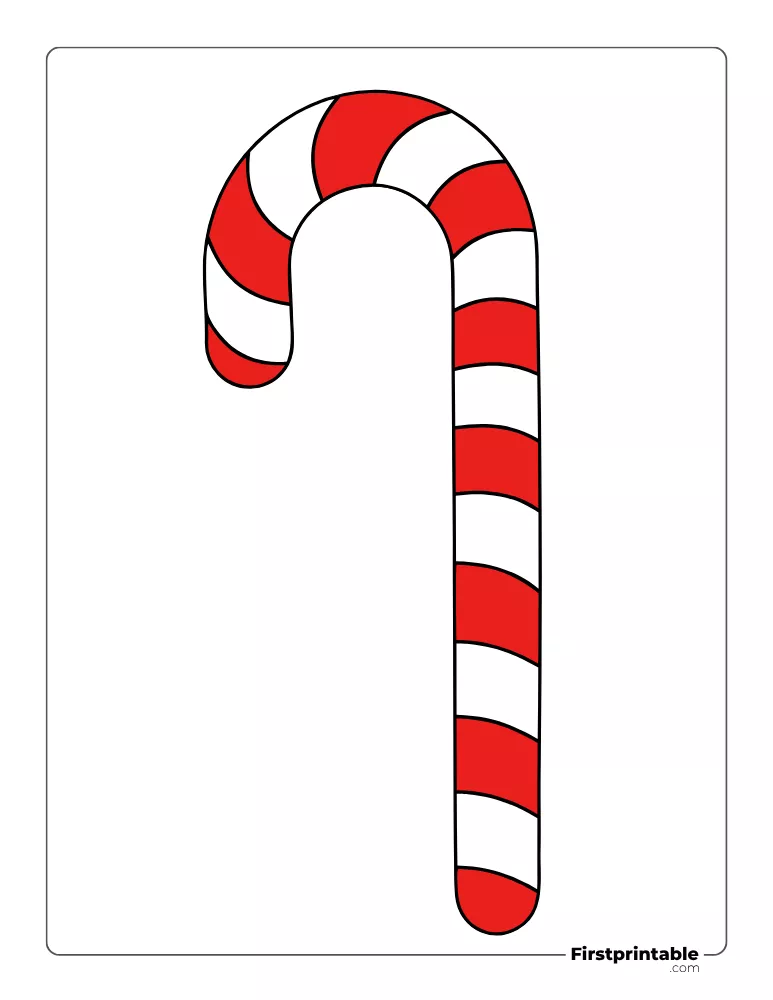 Striped Candy Cane Template - Large Colored