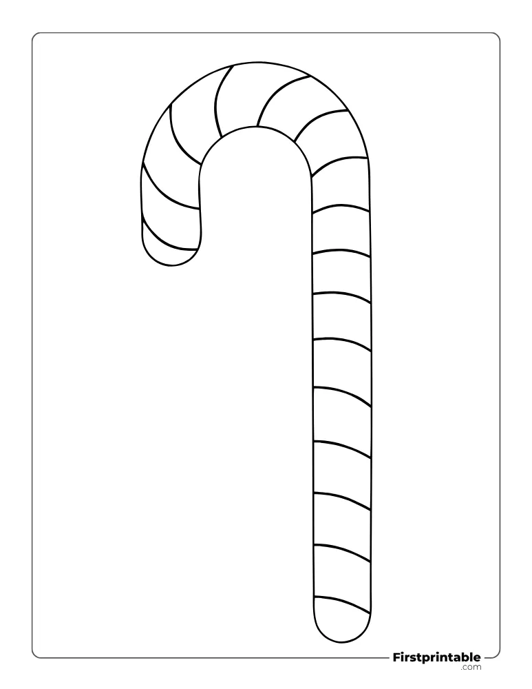 Striped Candy Cane Template - Large Outline