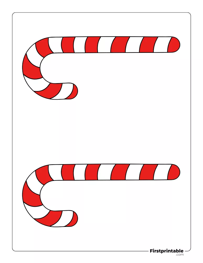 Striped Candy Cane Template - Medium Colored