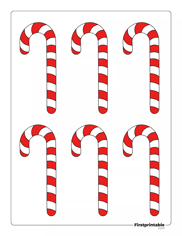 Striped Candy Cane Template - Small Colored