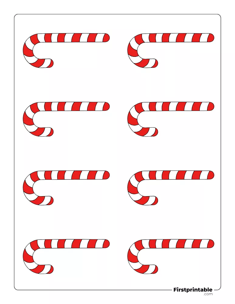 Striped Candy Cane Template - XS Colored