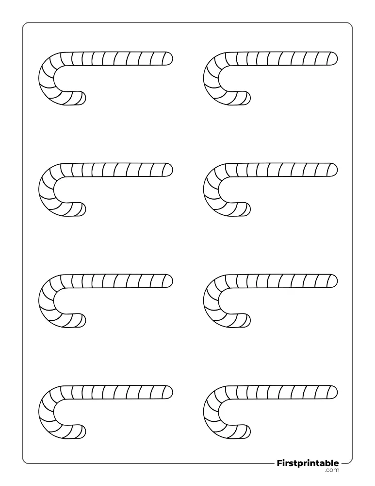 Striped Candy Cane Template - XS Outline