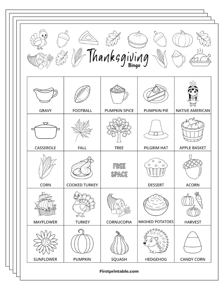 Thanksgiving Bingo Cards 02 - 5x5 (24 Cards)
