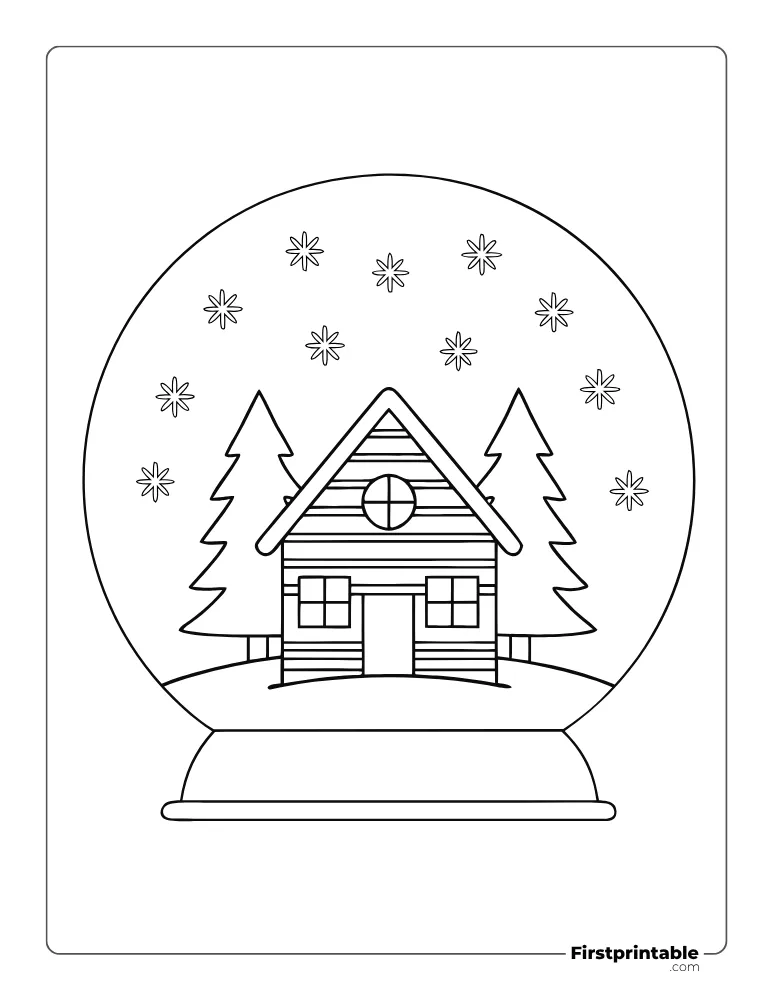 Winter Themed Snow Globe Template - Large Outline