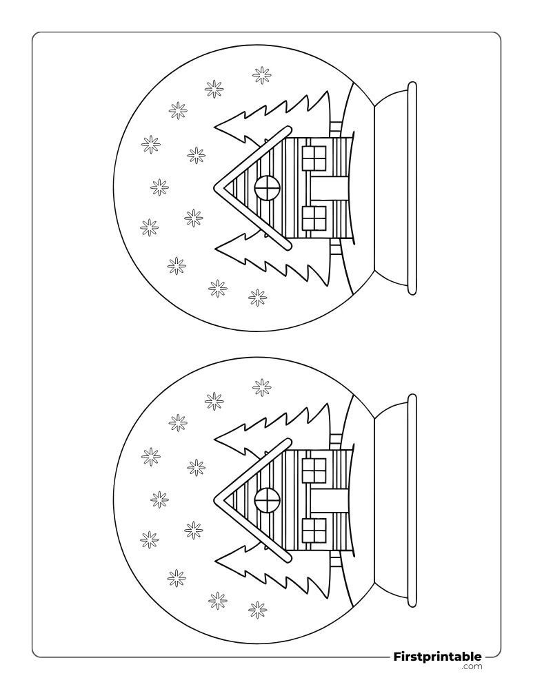 Winter Themed Snow Globe Template - Medium Outline