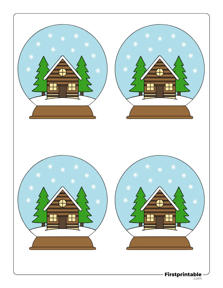 Winter Themed Snow Globe Template - Small Colored
