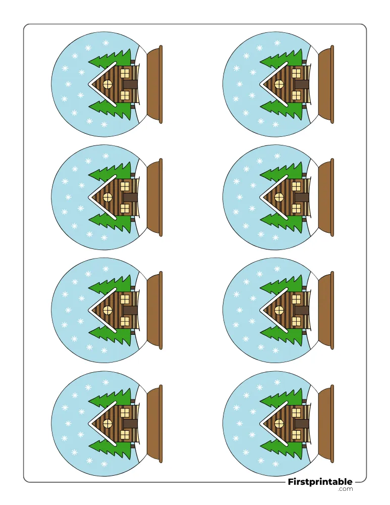 Winter Themed Snow Globe Template - XS Colored