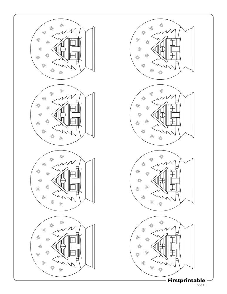 Winter Themed Snow Globe Template - XS Outline