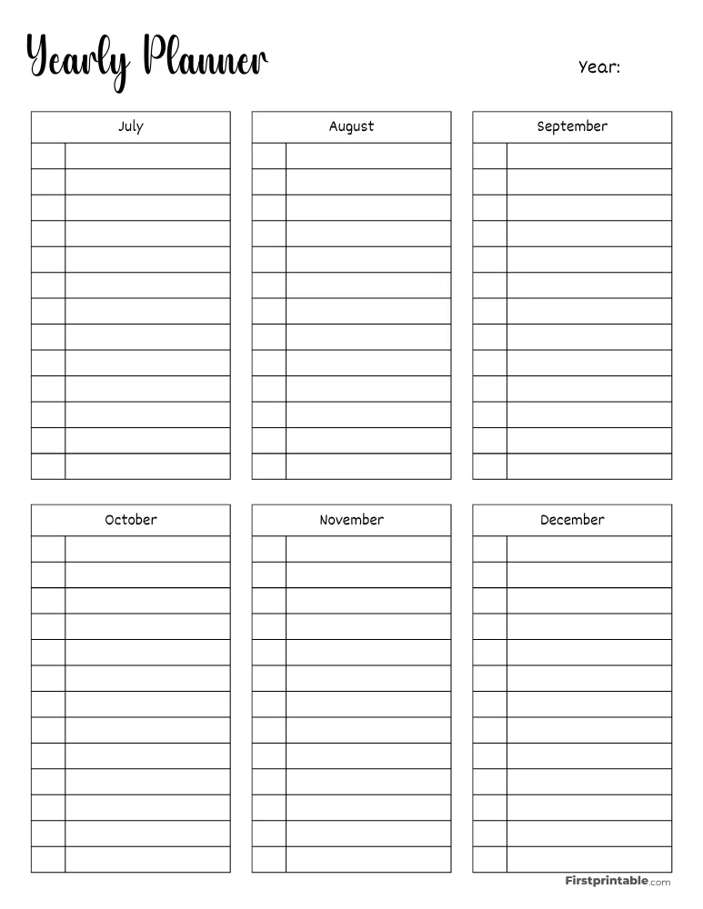 Yearly Planner 06 Page 2 of 2