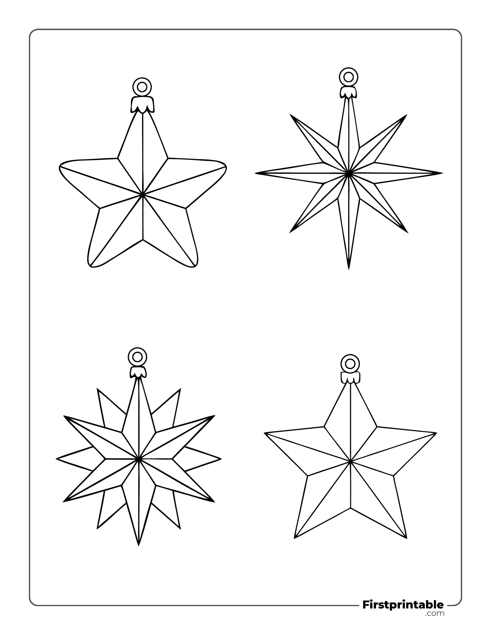 Assorted Christmas Star Ornaments Template