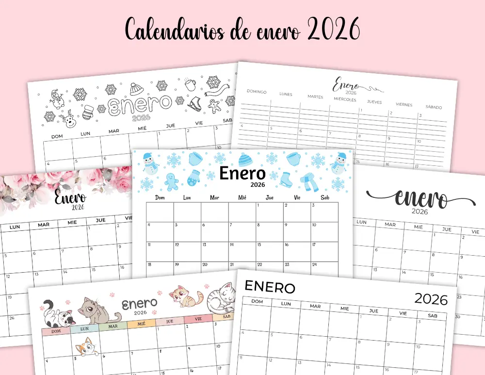 Calendarios imprimibles de enero de 2026