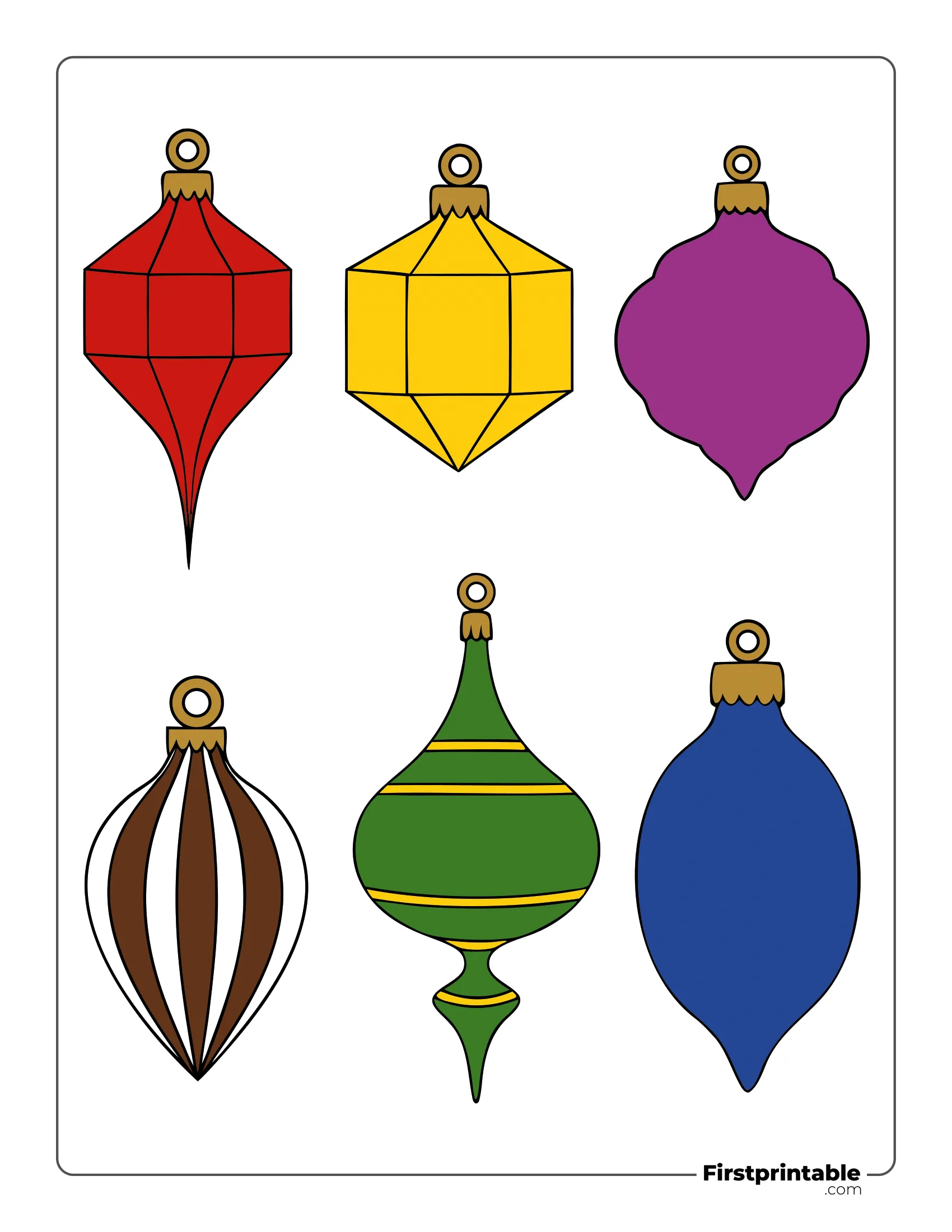 Christmas Baubles Template Colored