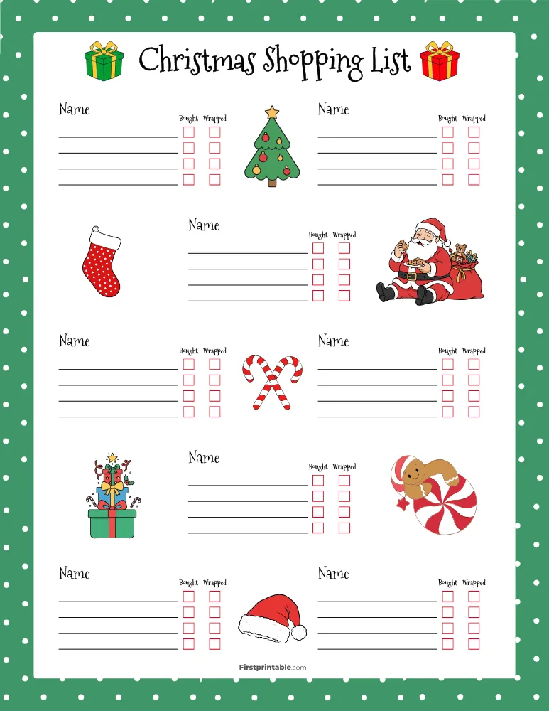 Christmas Gift List Template 01
