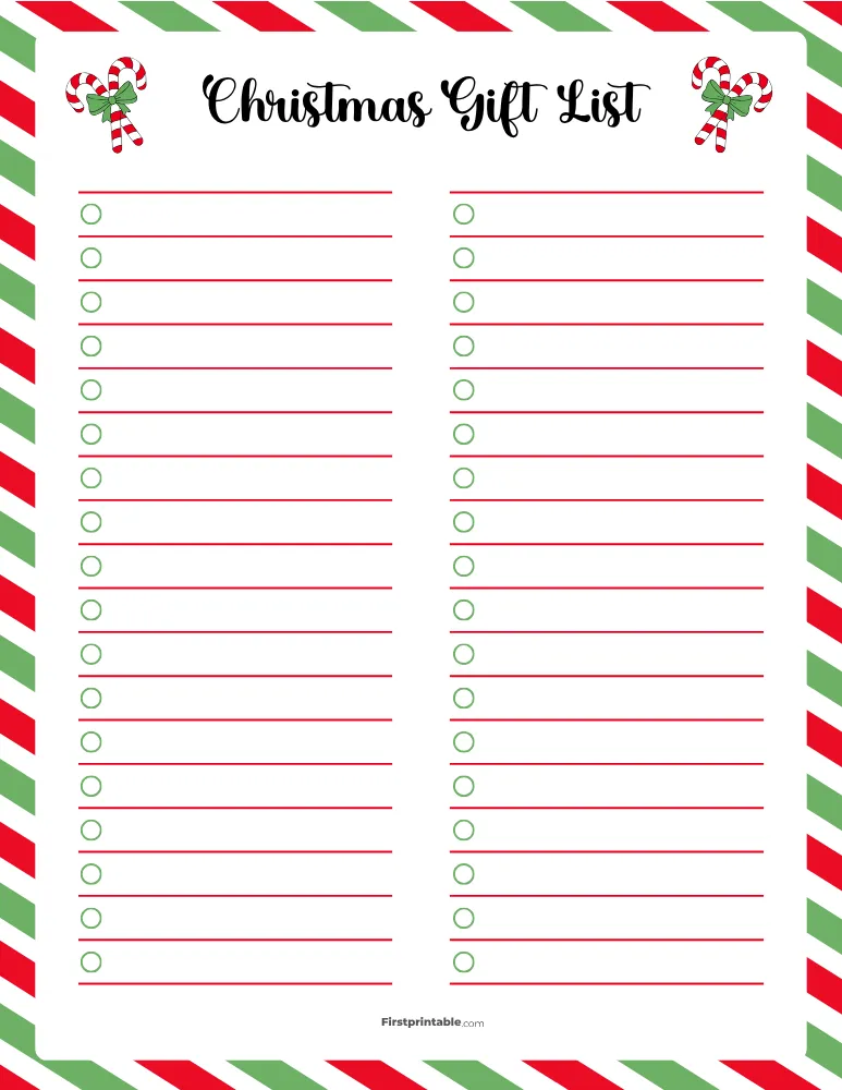 Christmas Gift List Template 03