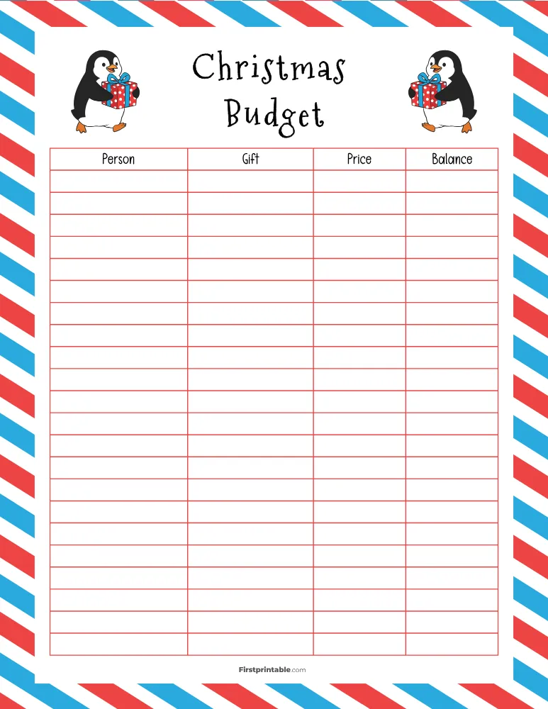 Christmas Gift List Template 09