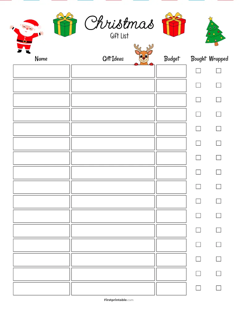 Christmas Gift List Template 10