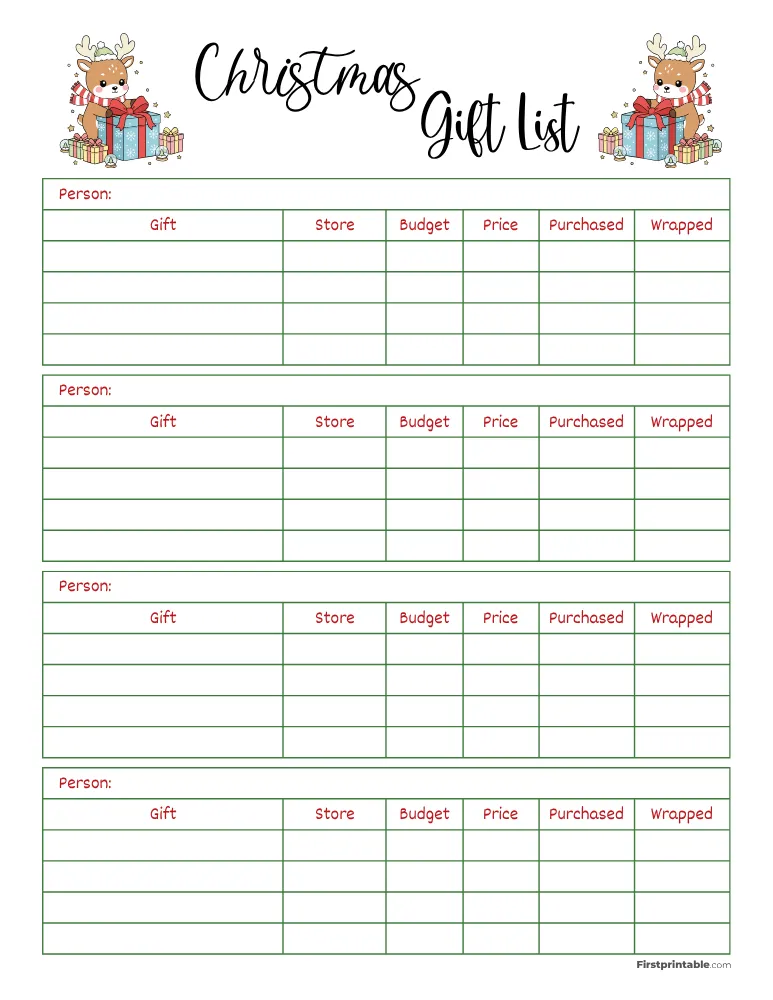 Christmas Gift List Template 11