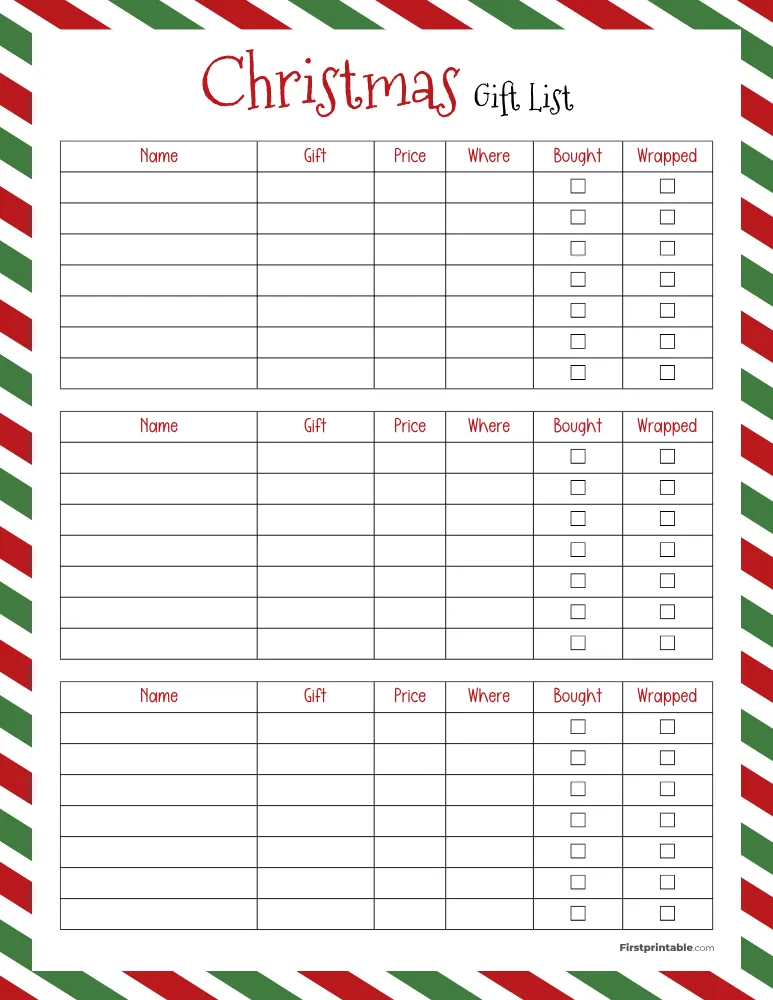 Christmas Gift List Template 12