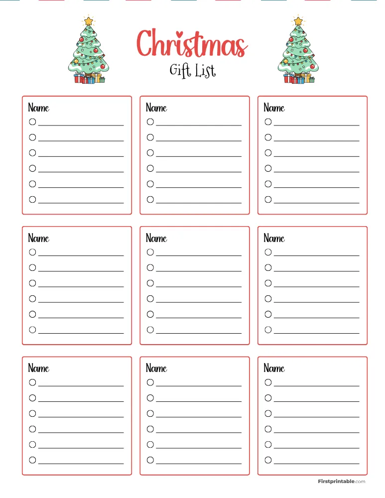 Christmas Gift List Template 18