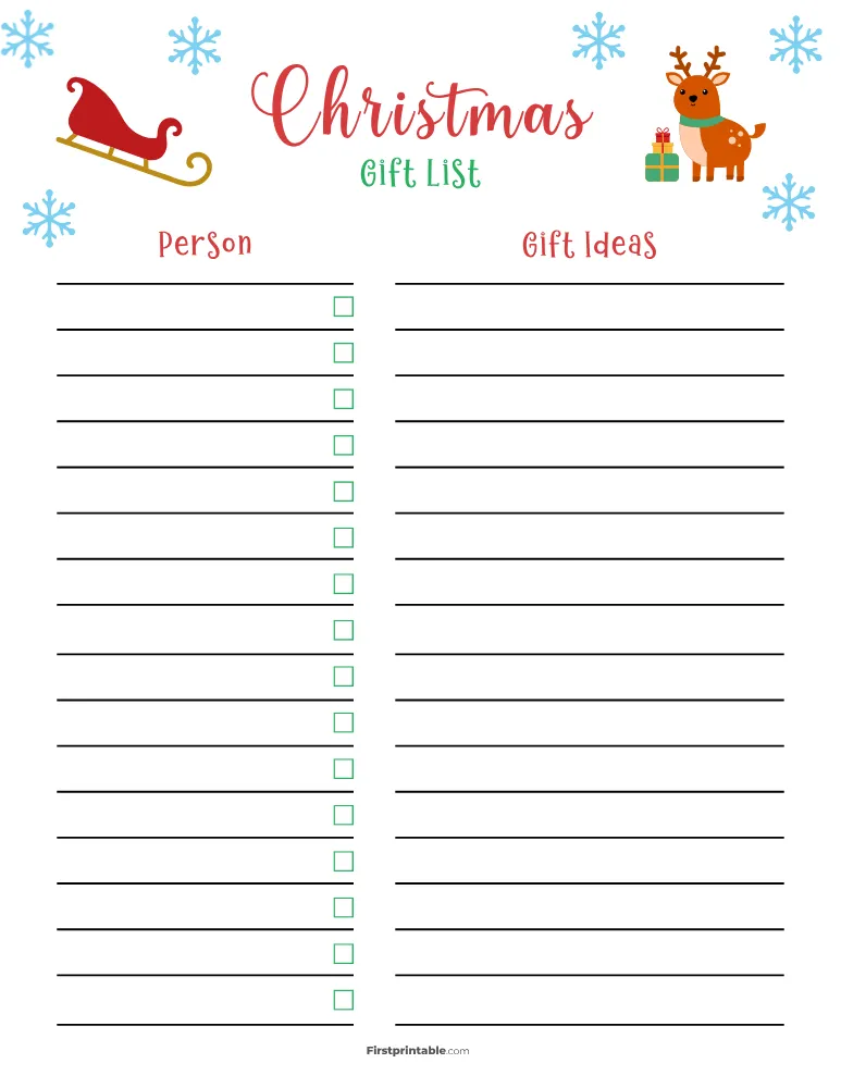 Christmas Gift List Template 19