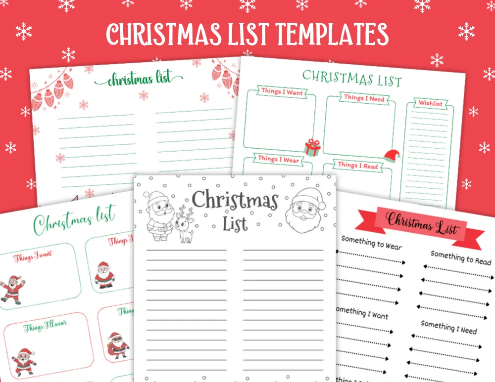 Christmas List Templates