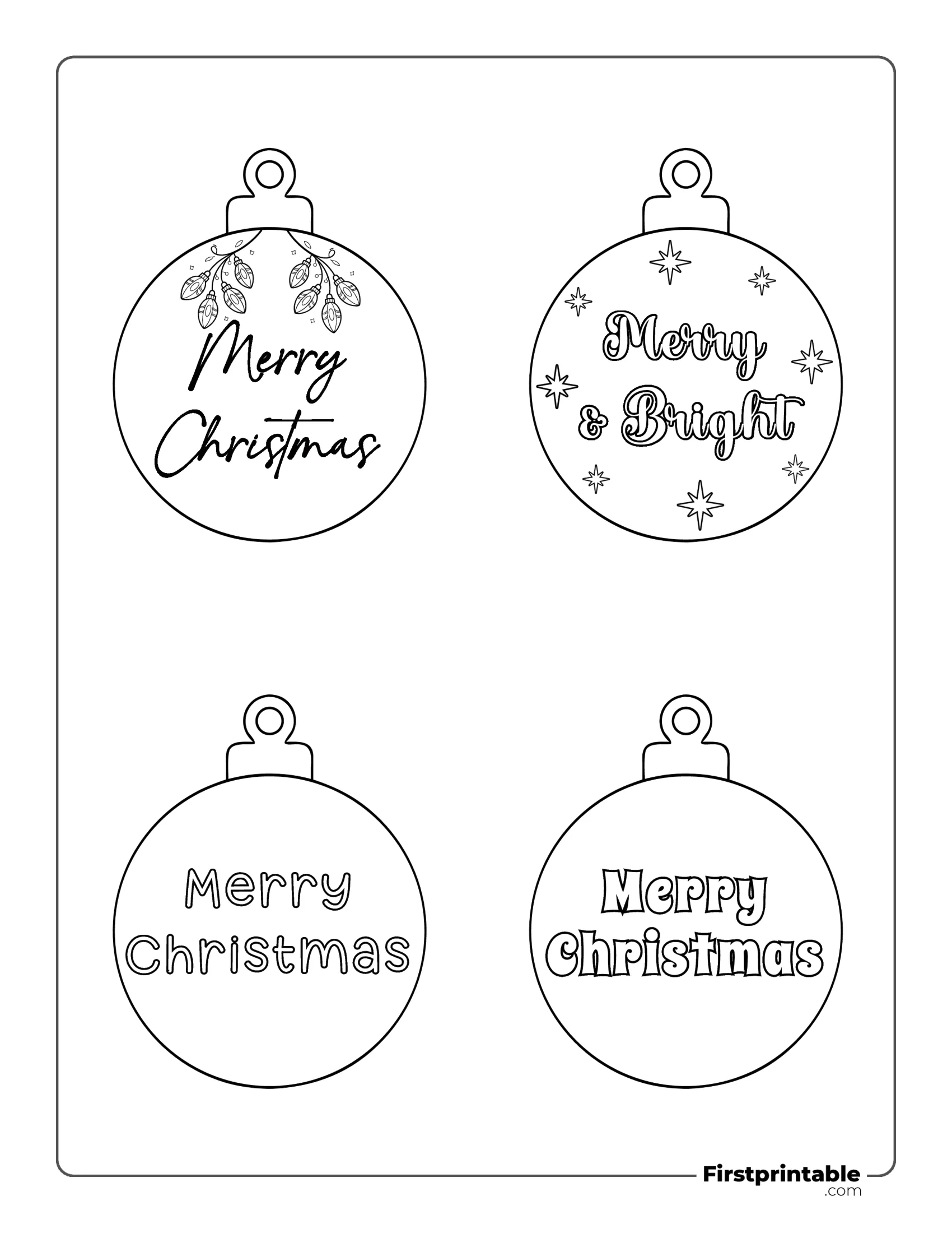 Christmas Ornaments Template - Merry and Bright Baubles