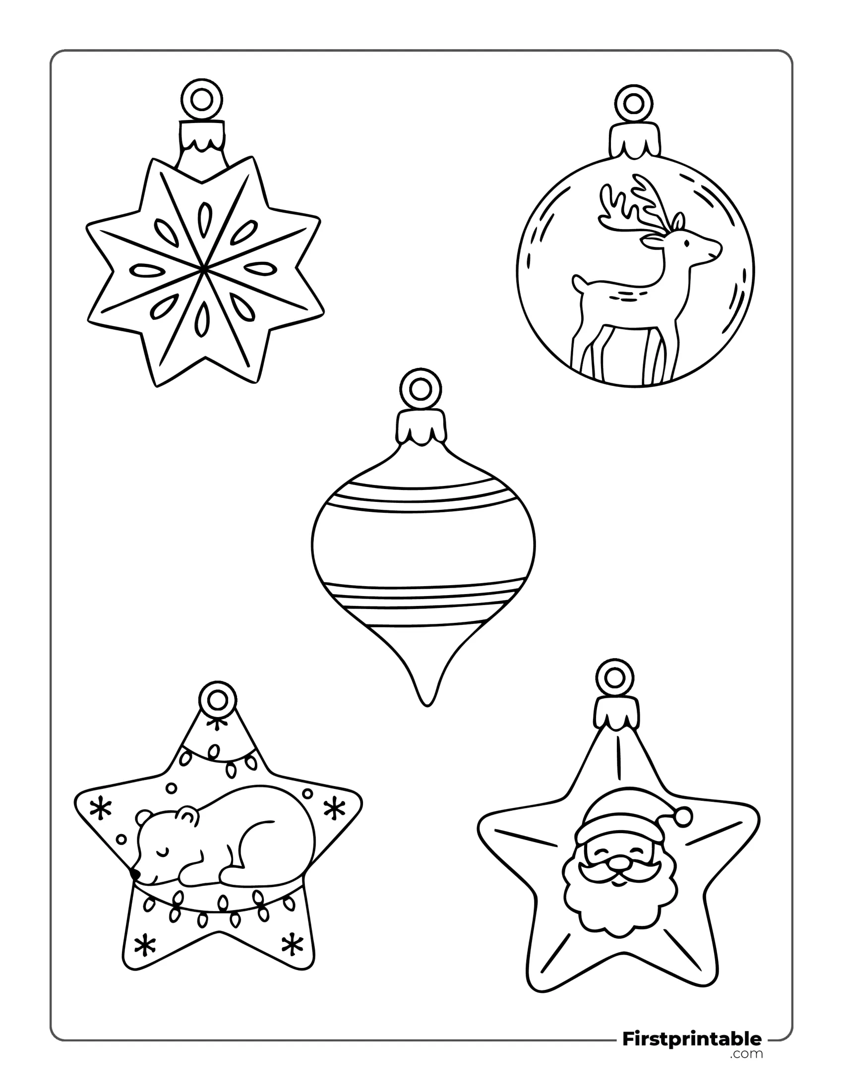 Christmas Ornaments Template - Reindeer, Bear, Santa
