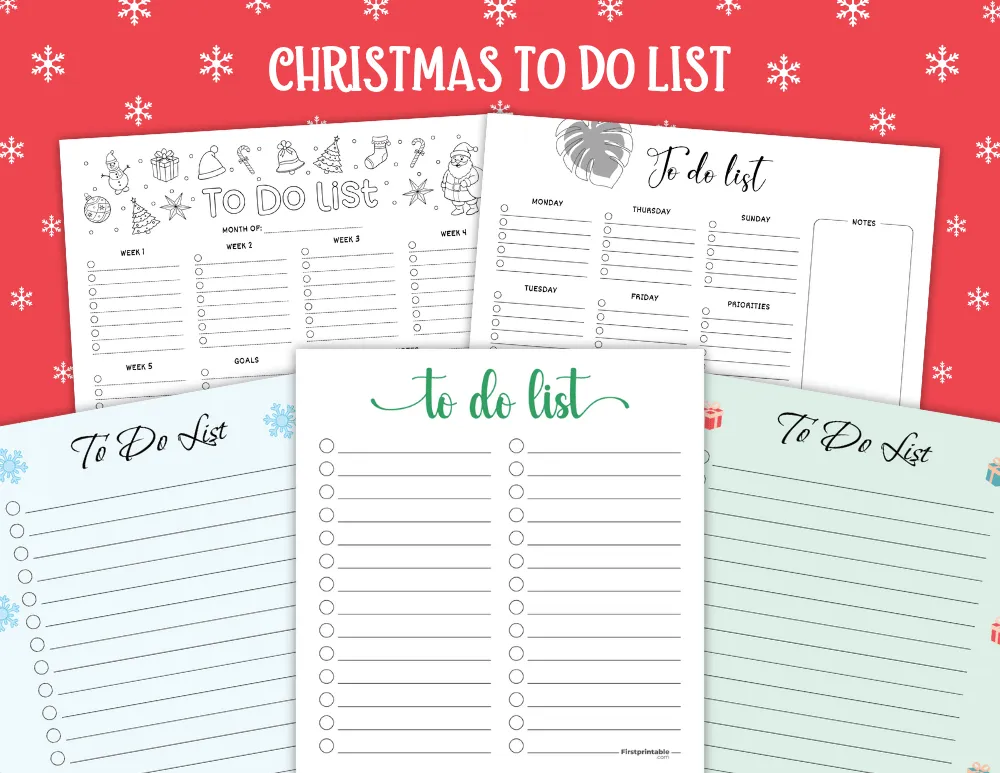 Christmas To Do List Templates