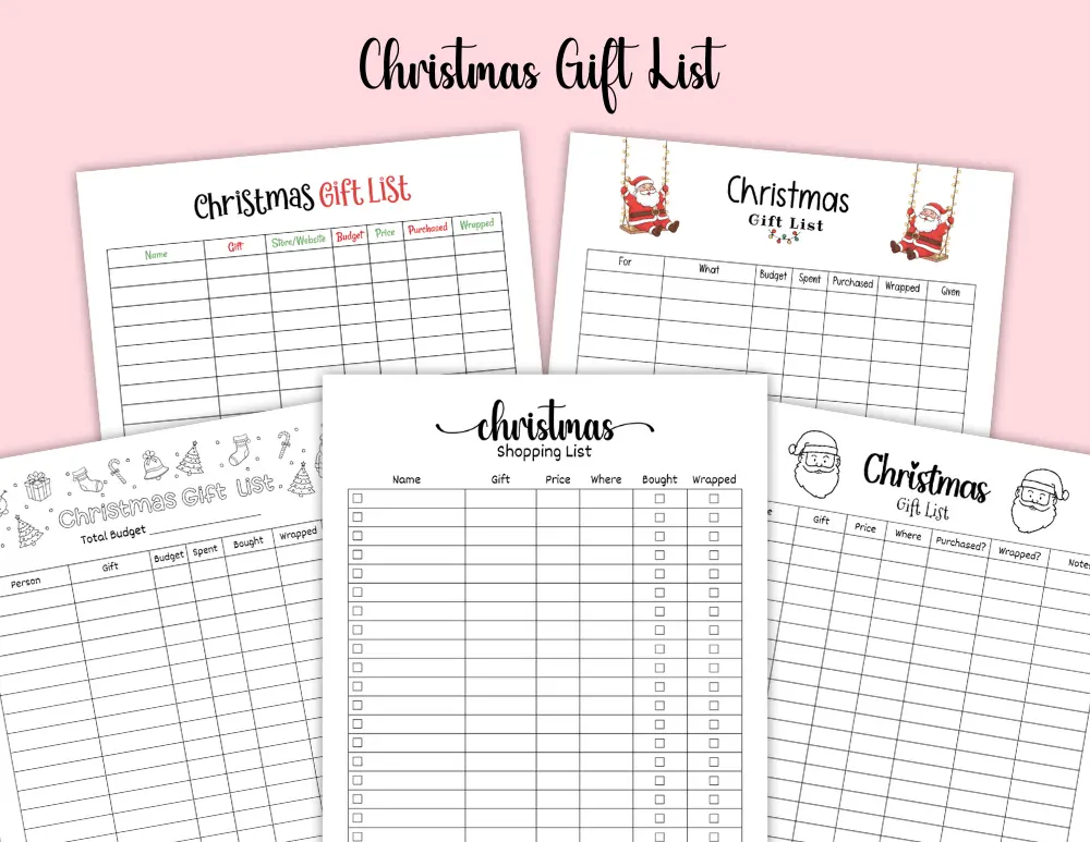 Free Christmas Gift List