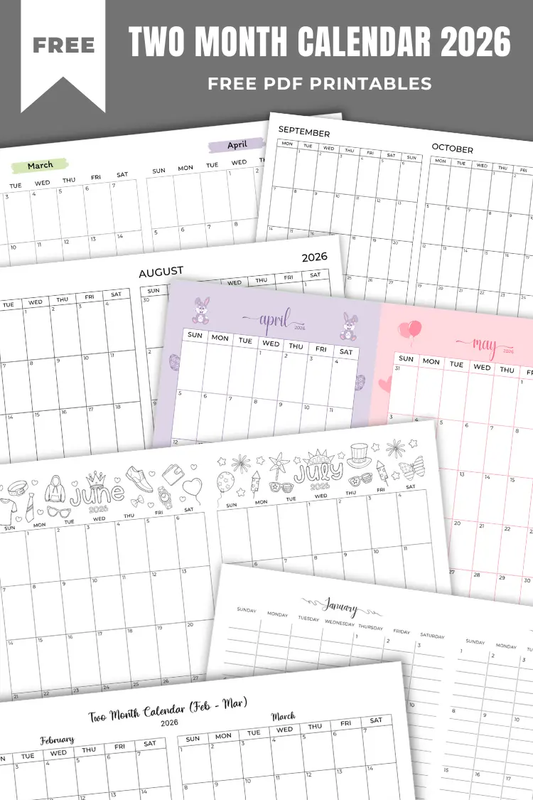 Free Printable Two Month Calendar 2026