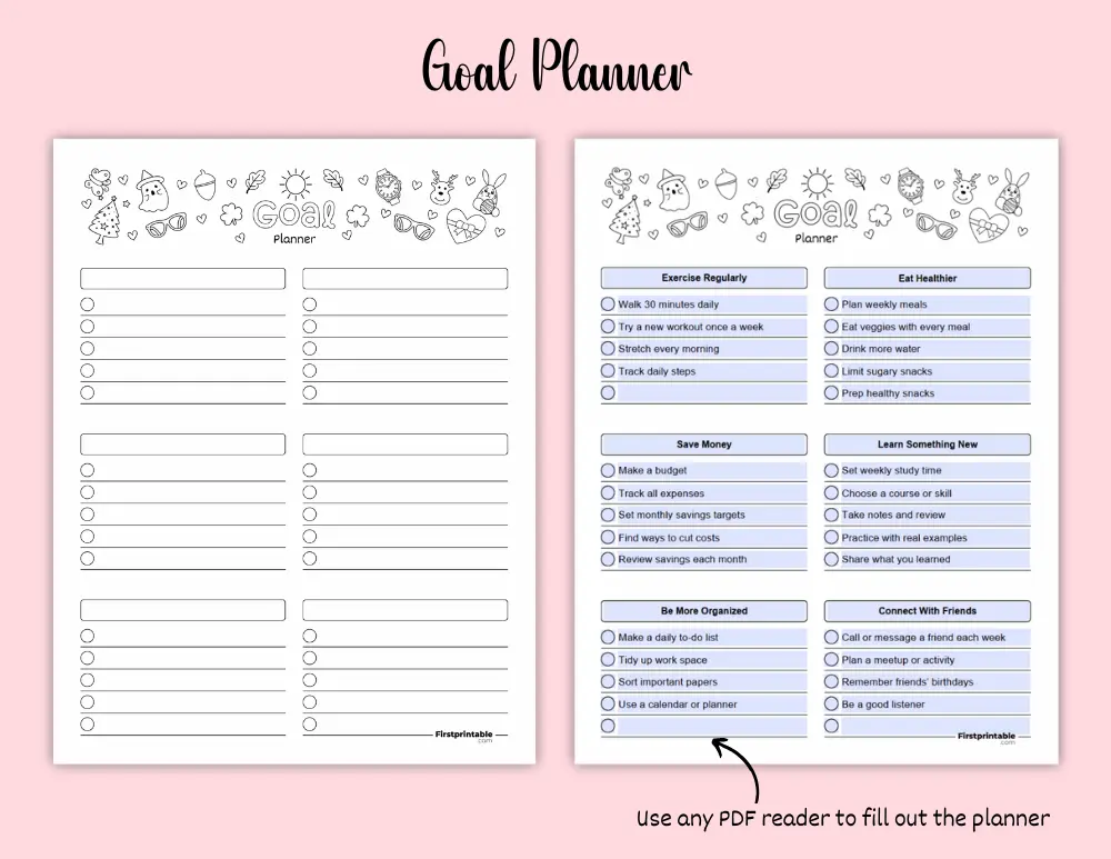 Goal Planner - Fillable