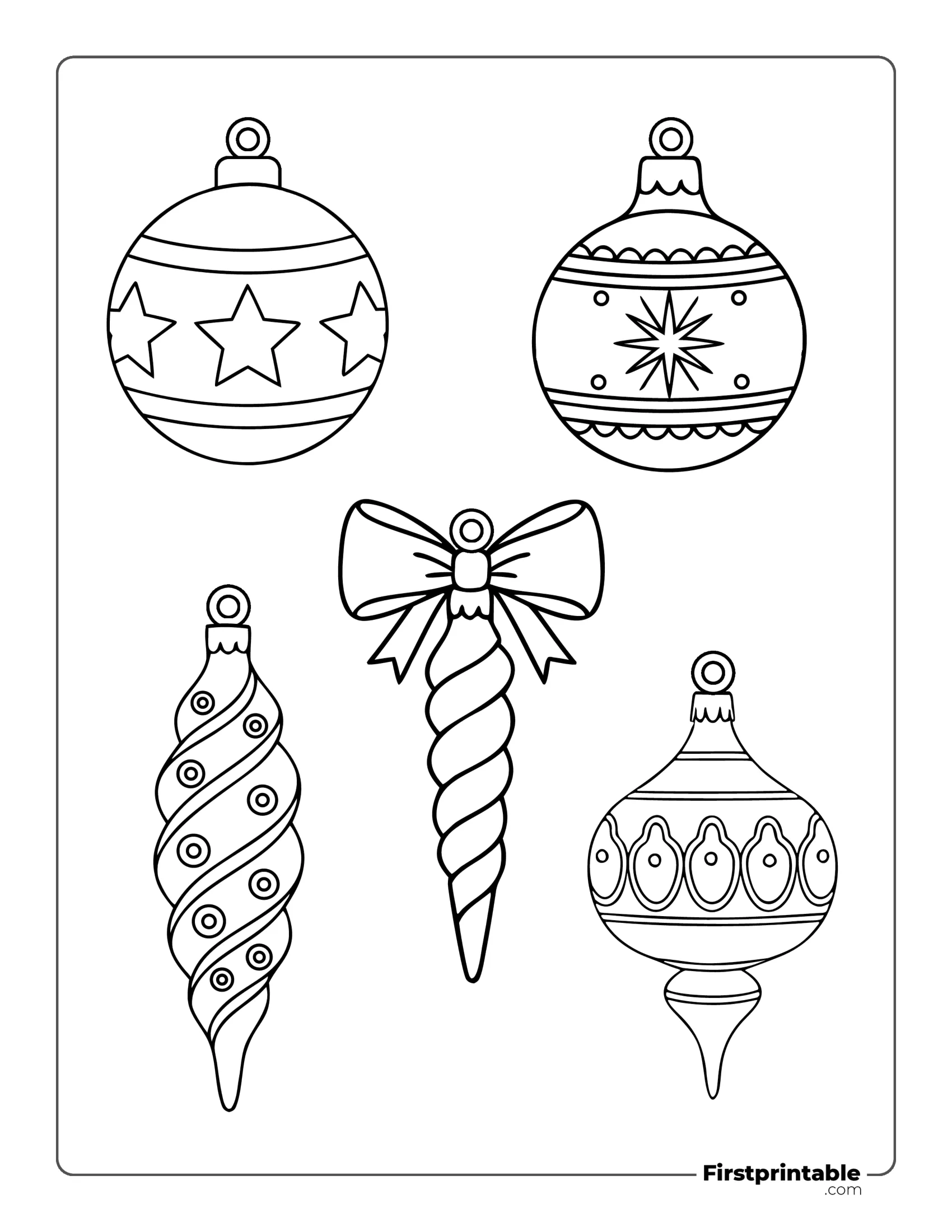 Patterned Christmas Ornaments Template Outline