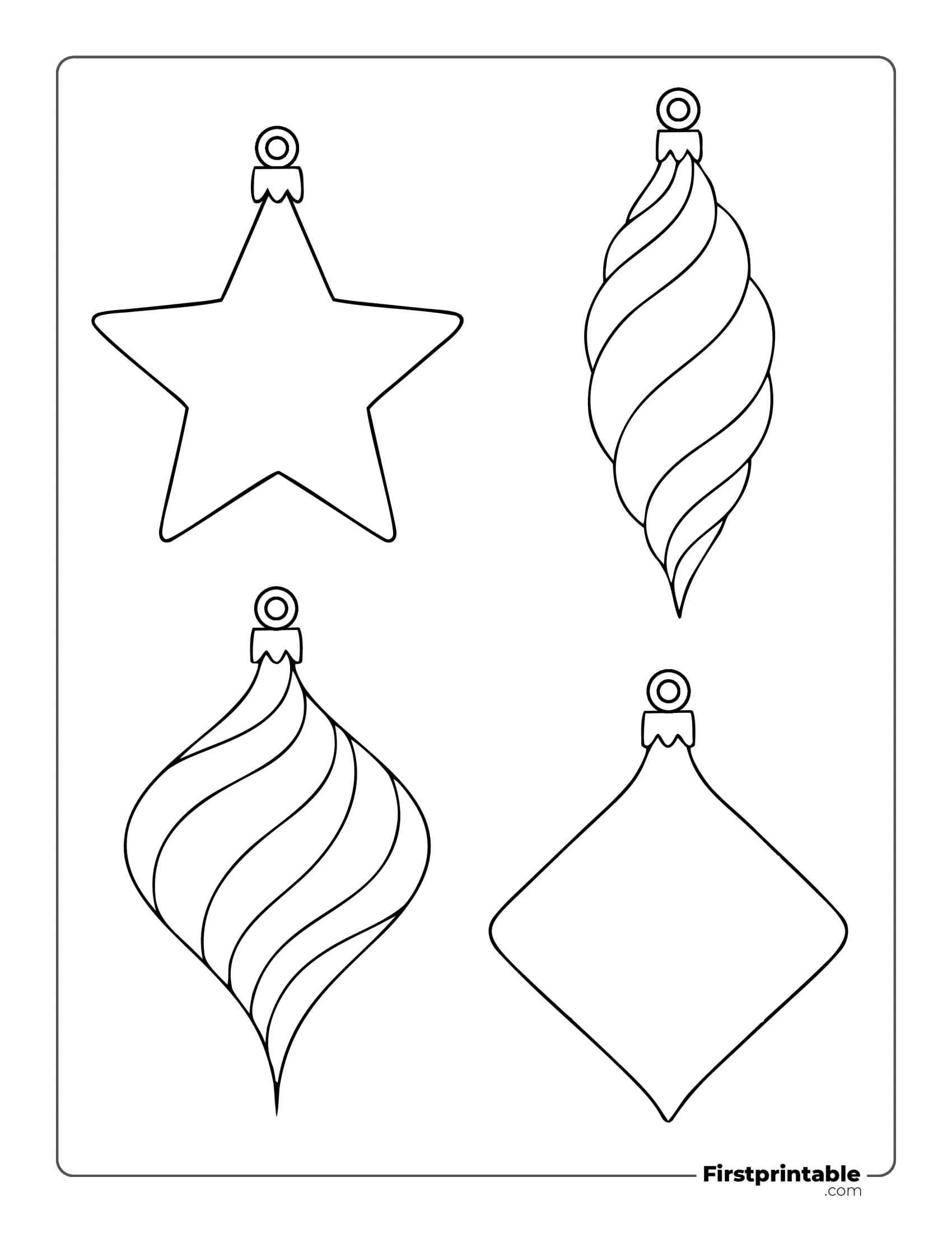Plain Christmas Ornaments Template - Star, Diamond