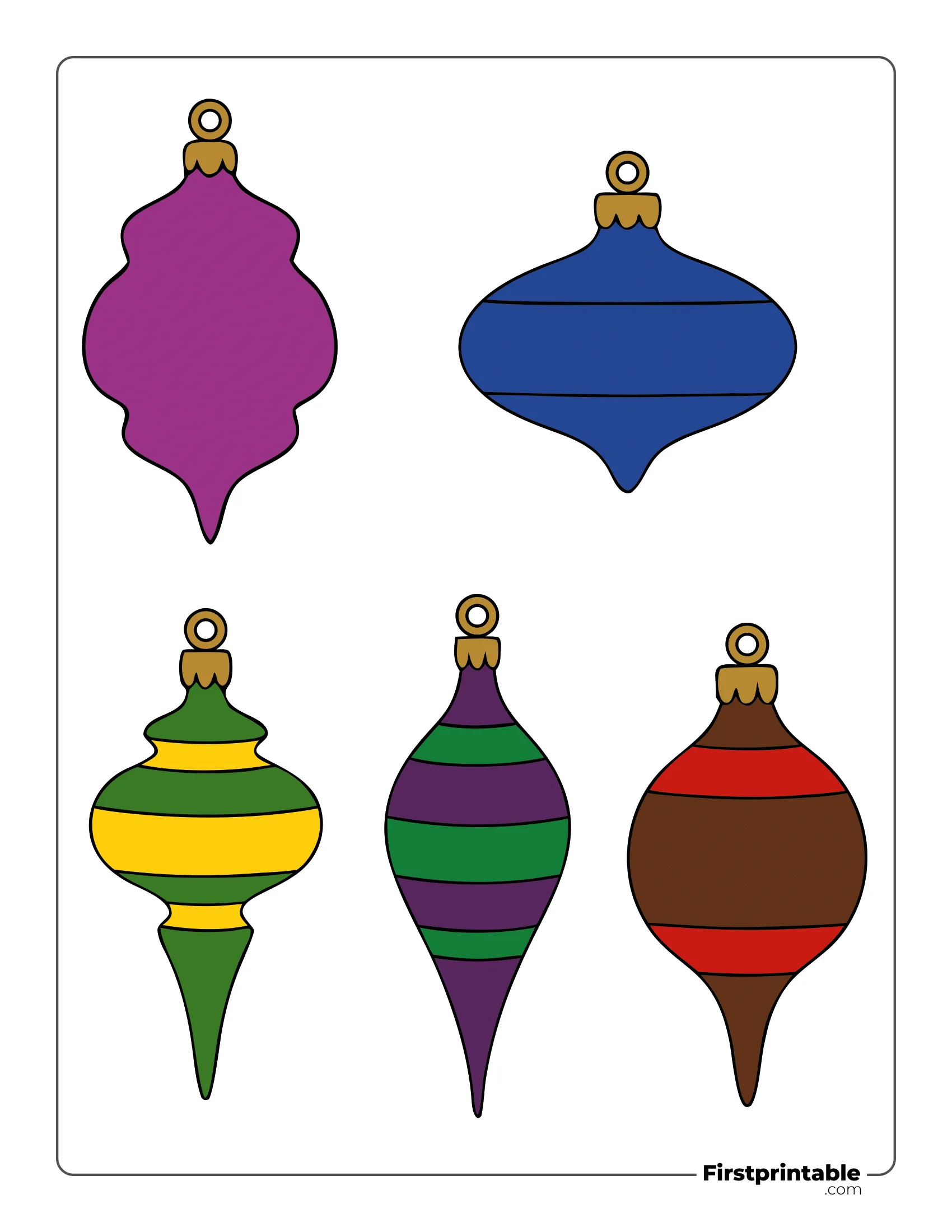 Plain Teardrop Baubles Christmas Ornaments Template Colored