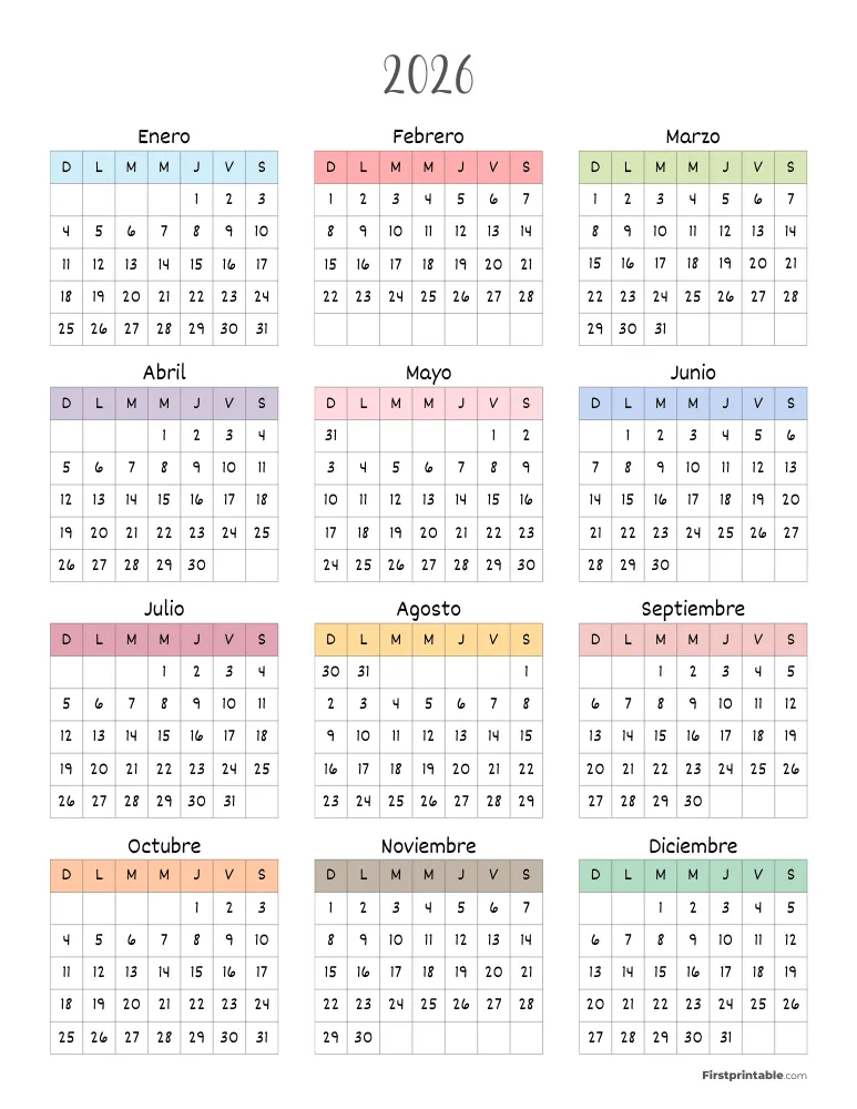 Plantilla de calendario para imprimir de 2026 02