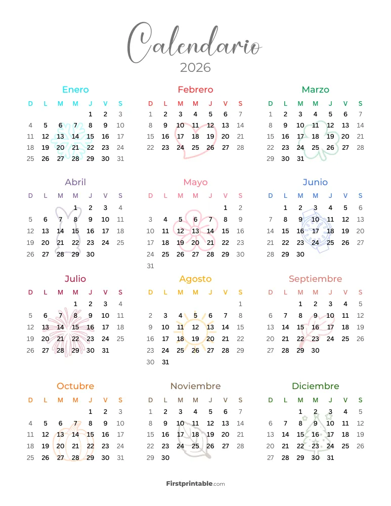 Plantilla de calendario para imprimir de 2026 06