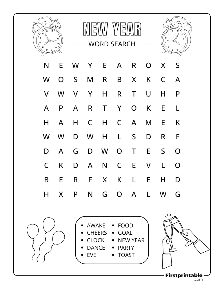 New Year Word Search - Easy 01