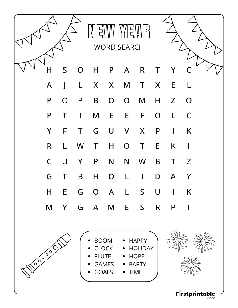New Year Word Search - Easy 02