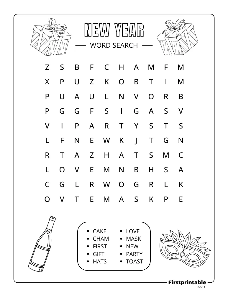 New Year Word Search - Easy 03