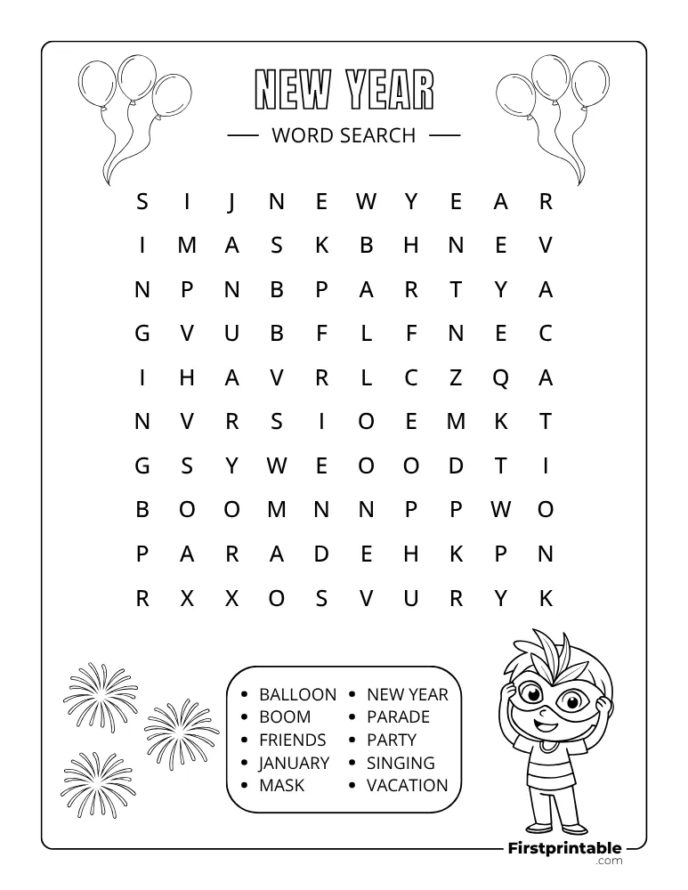 New Year Word Search - Easy 04