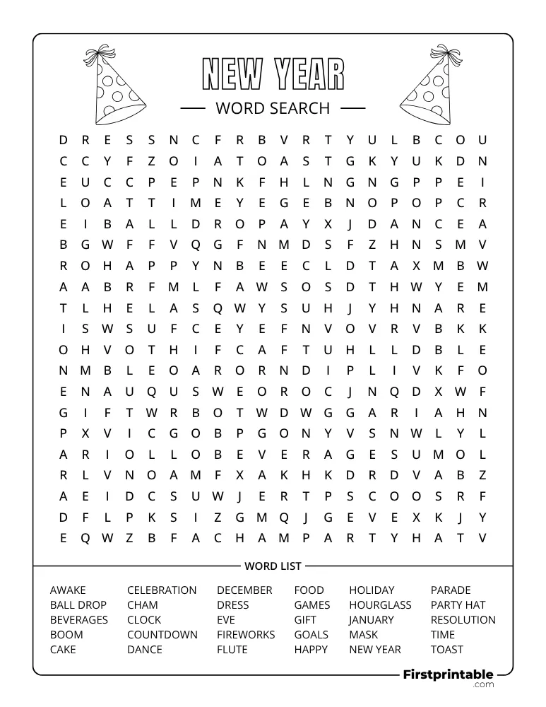 New Year Word Search - Hard 01
