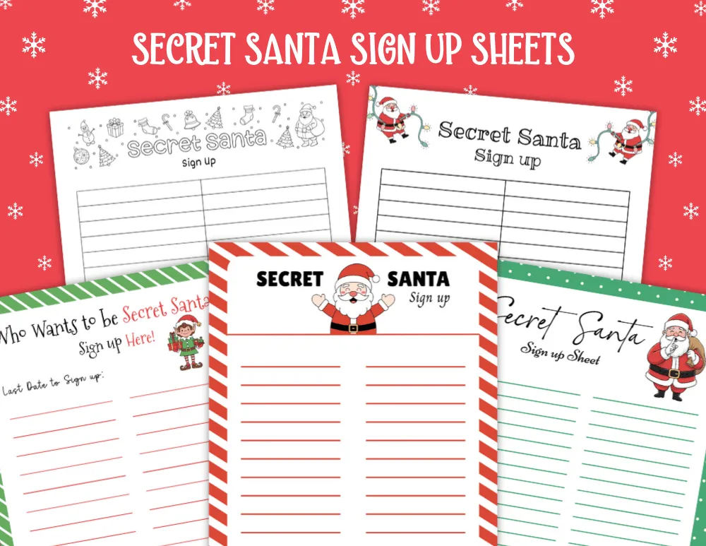 Secret Santa Sign Up Sheets