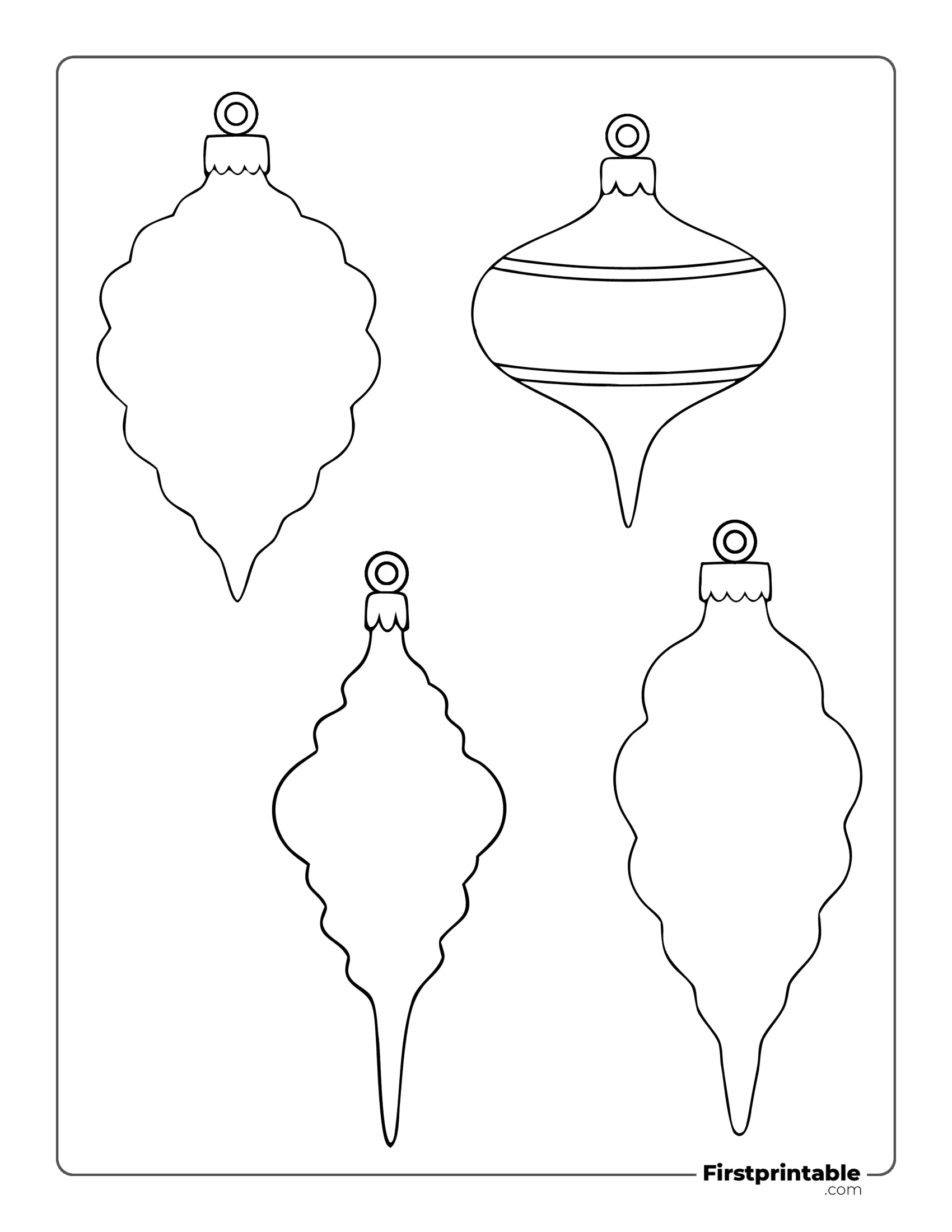 Simple Teardrop Baubles Christmas Ornaments Template