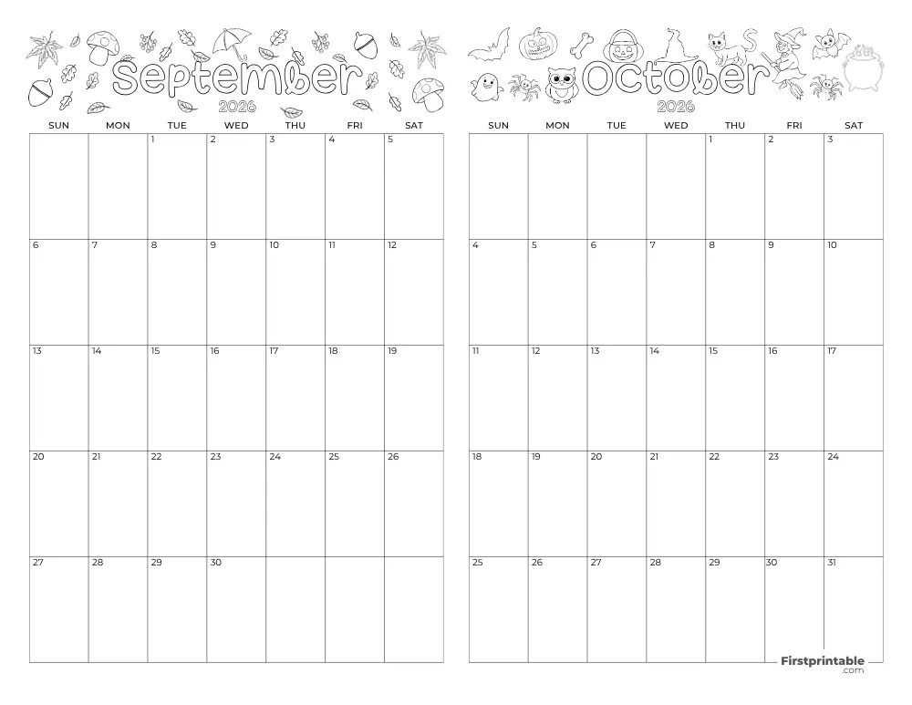 Two Month September October 2026 Calendar Template 04