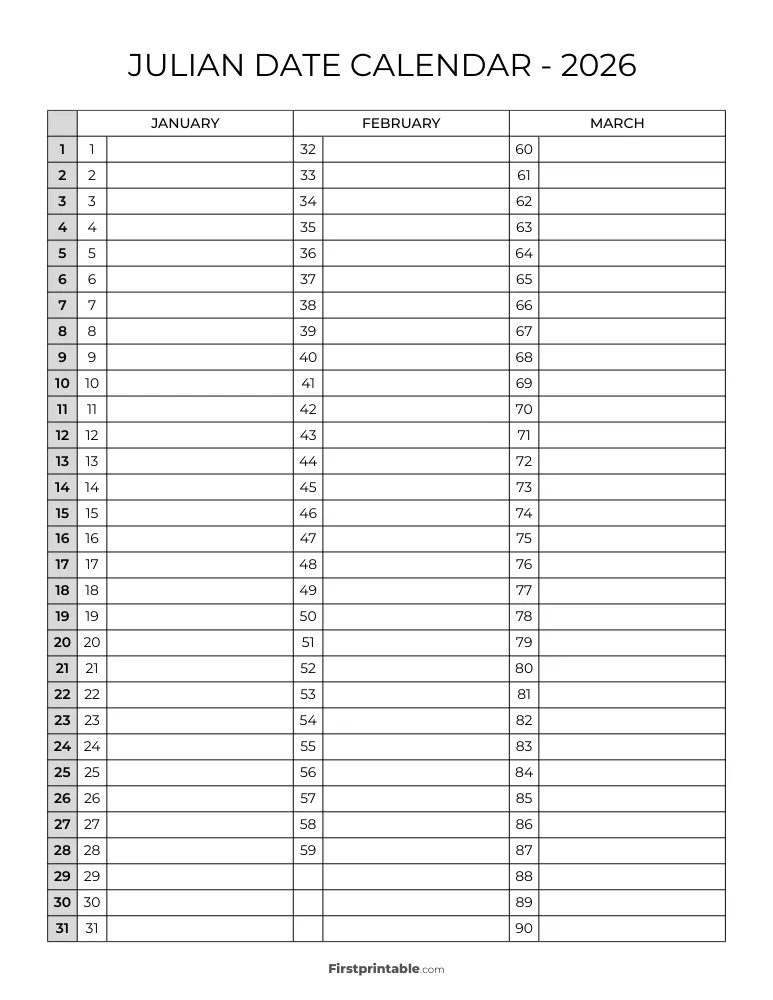 2026 Julian Calendar 08 Page 1 of 4