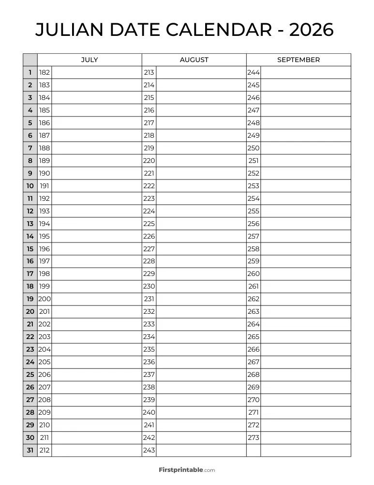 2026 Julian Calendar 08 Page 3 of 4