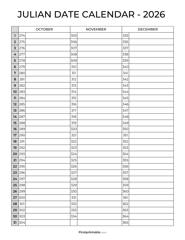 2026 Julian Calendar 08 Page 4 of 4