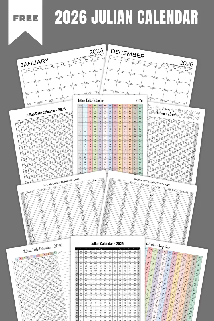 Julian Calendar 2026 | Free PDF Printables