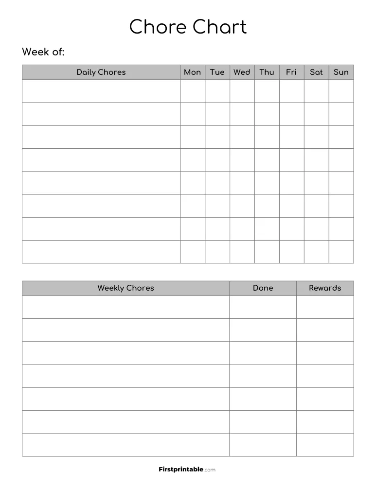 Chore Chart Template 17
