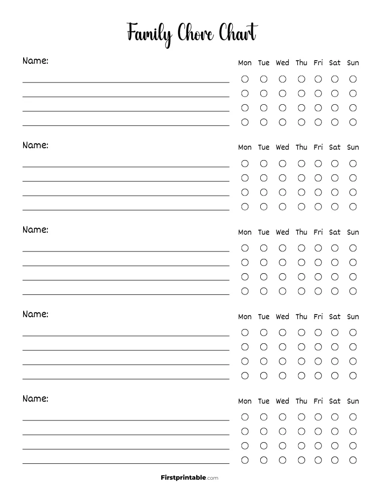 Chore Chart Template 19